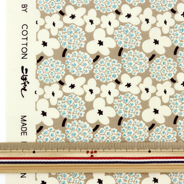 [From quantity 5] Fabric "Ukono cloth Broad Mini Bouquet Greige Up5810-F" COTTON KOBAYASHI