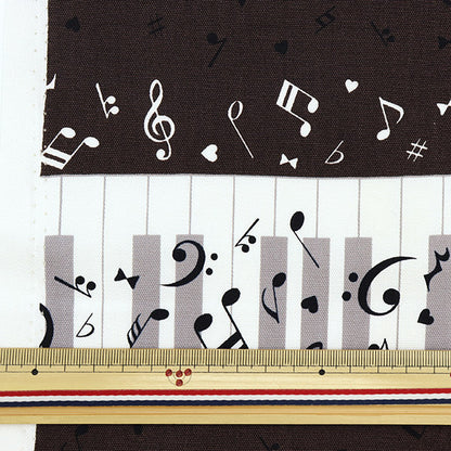 [From quantity 5] Fabric 『Oxford Piano boarder chailo MOWF-137-BK]