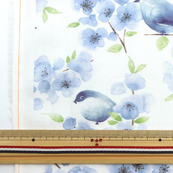 [From quantity 5] Fabric "USA Cotton Blue Bird Family DDC9928-BLUE"