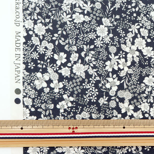 [From quantity 5] Fabric "60 loan FLOWNNYII Retro Kohana Blue NFA-1010-15A" KOKKA