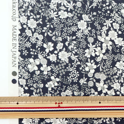 [From quantity 5] Fabric "60 loan FLOWNNYII Retro Kohana Blue NFA-1010-15A" KOKKA