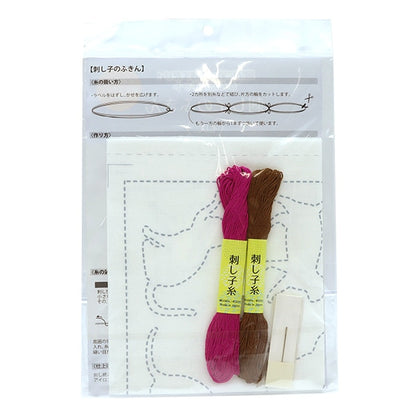 Embroidery kit "SashikoKit Fukin Cat 10127-08] Harawoolhara wool