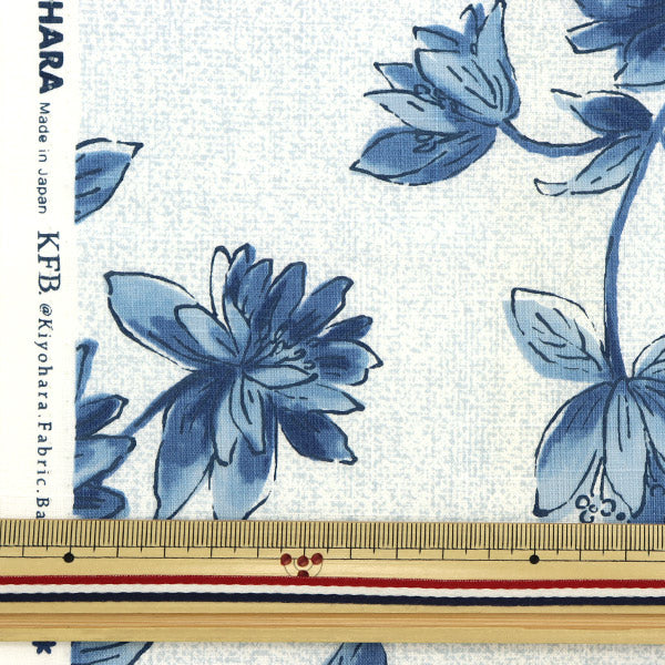 [来自数量5] 织物 “ Emiko Collection板十字靛蓝（Indigo）White Sec2403-OW”
