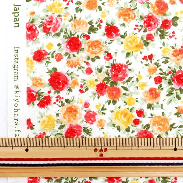 [From quantity 5] Fabric "Imadoki SheetingPrint Squalane oil processing carnation and rose IMAF-12R]