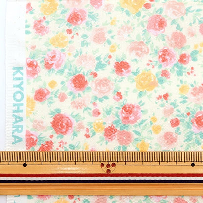 [From quantity 5] Fabric "Imadoki SheetingPrint Squalane oil processing carnation and rose IMAF-12or]