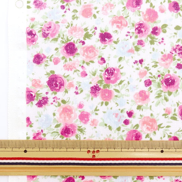 [From quantity 5] Fabric "Imadoki SheetingPrint Squalane oil processing carnation and rose IMAF-12P]