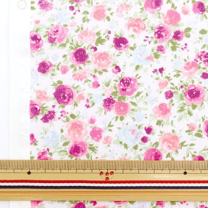 [From quantity 5] Fabric "Imadoki SheetingPrint Squalane oil processing carnation and rose IMAF-12P]