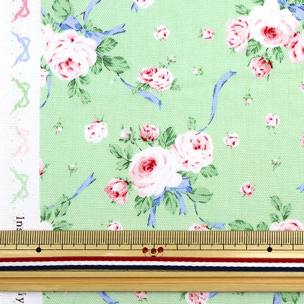 [From quantity 5] Fabric 『Oxford Classical Modern RoseRibbon Green CMOF-60-G]
