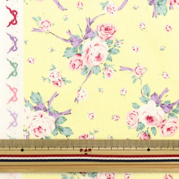 [From quantity 5] Fabric 『Oxford Classical Modern RoseRibbon Yellow CMOF-60-Y]