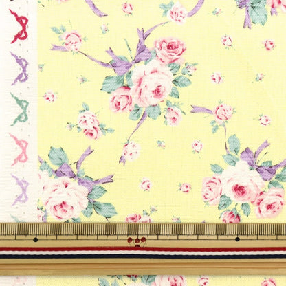 [From quantity 5] Fabric 『Oxford Classical Modern RoseRibbon Yellow CMOF-60-Y]
