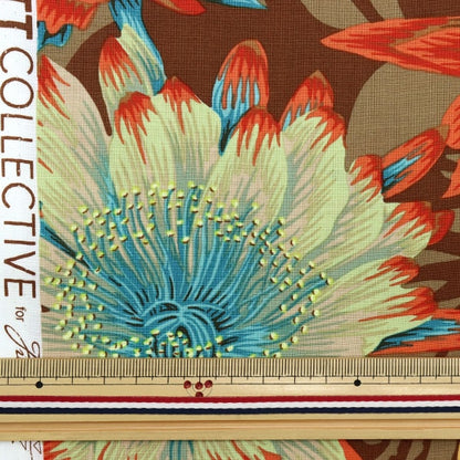 [From quantity 5] Fabric "USA Cotton Kaffe Fassett Cactus Flower PJ096-BROWN"
