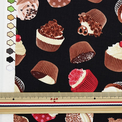 [From quantity 5] Fabric "USA cotton chocolate C1087-black"