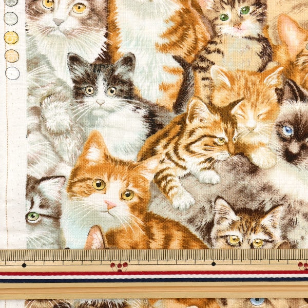 [From quantity 5] Fabric "USA cotton pet poly cat pattern 1253-MULTI"