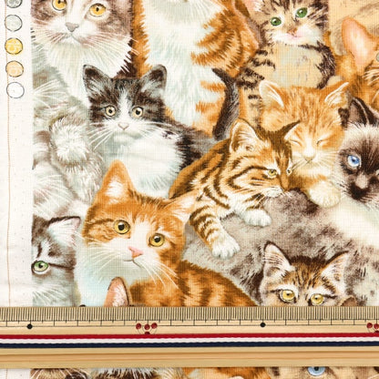 [From quantity 5] Fabric "USA cotton pet poly cat pattern 1253-MULTI"