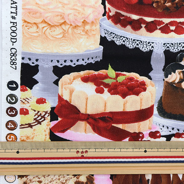 [From quantity 5] Fabric "USA Cotton Lett, Zem Et-Cakes C8387-MULTI"