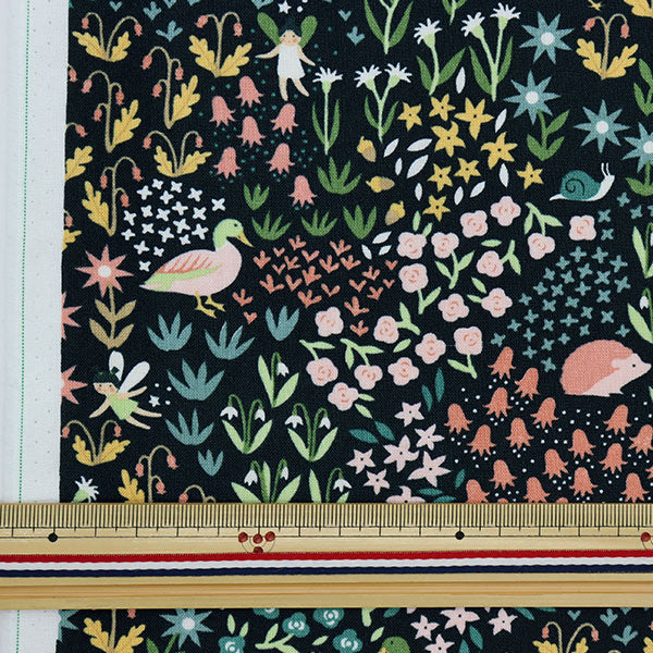 [From quantity 5] Fabric "USA Cotton Critter & Fairies 1563-Charcol"
