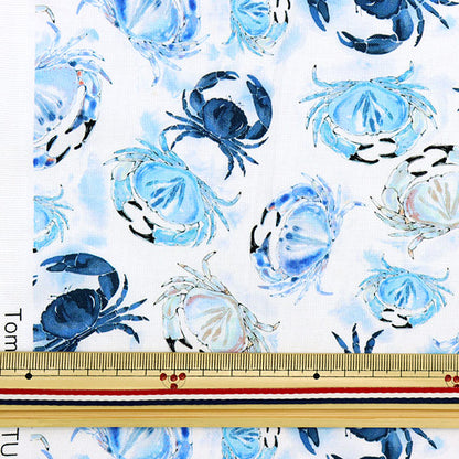 [From quantity 5] Fabric "USA Cotton Ocean Blue Clubs CD1302-WHITE"