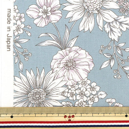[From quantity 5] Fabric 『Oxford Etching Flower Gray 38098-1C]