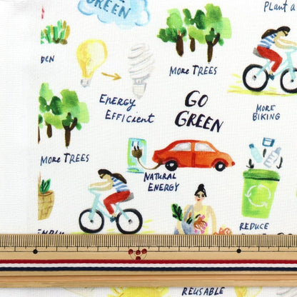 [From quantity 5] Fabric "USA Cotton Earth Day DJL2111-WHITE"