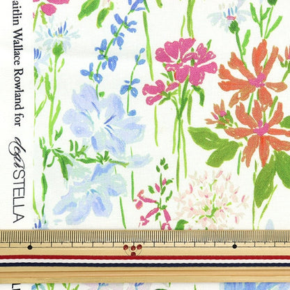 [From quantity 5] Fabric "USA Cotton Dearstella Wild FLOWERS DCWR2128-WHIT"