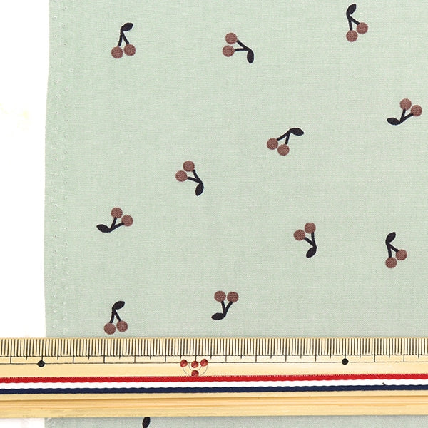 [From quantity 5] Fabric "Broad Milk Ratchi Cherry Nuance Green MLFB-03B"