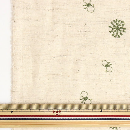 [From quantity 5] Fabric "Cotton and flower embroidery cotton linen green YO-1994-D"