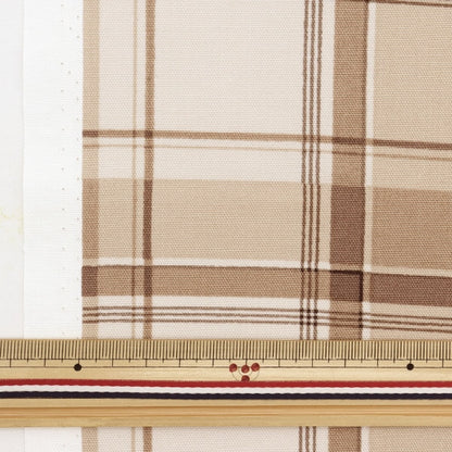 [From quantity 5] Fabric 『Oxford Biscuit plate check beige SHUKOCHE-D]