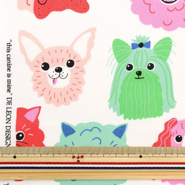 [From quantity 5] Fabric "USA Cotton Alexander Henry This Canine Mine White 8921-A"