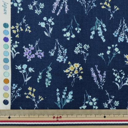 [From quantity 5] Fabric 『Scare Print KI-MAMA Bouquet Navy 850370-2-5]