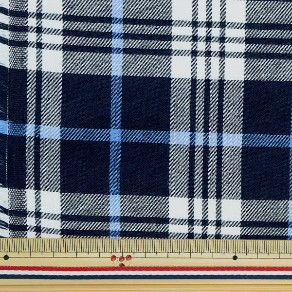 [From quantity 5] Fabric"Basic Check Tartan Check Navy x Blue YZW004"