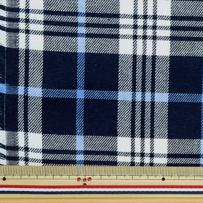 [From quantity 5] Fabric"Basic Check Tartan Check Navy x Blue YZW004"