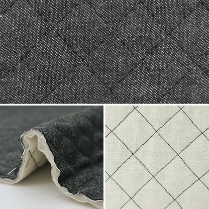[From quantity 5] Fabric "Denim quilting black Q-5120-010"