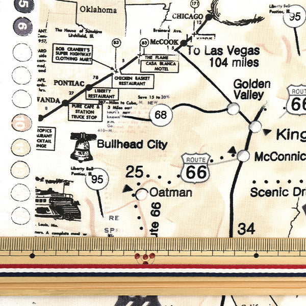 [From quantity 5] Fabric "USA Cotton Map of Route 66 C7529-NATURAL"