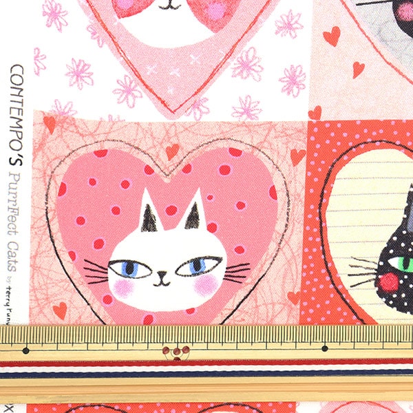 [From quantity 5] Fabric "USA Cotton Cats & Hearts Pink 13163-21"