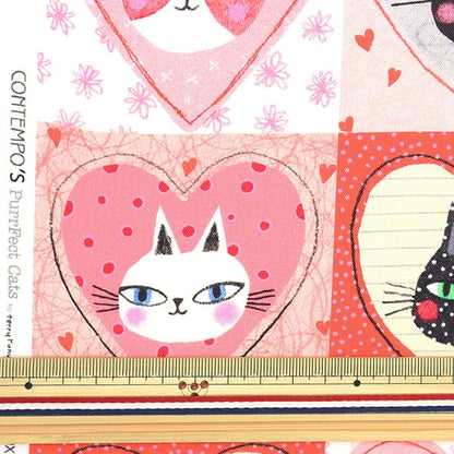 [From quantity 5] Fabric "USA Cotton Cats & Hearts Pink 13163-21"