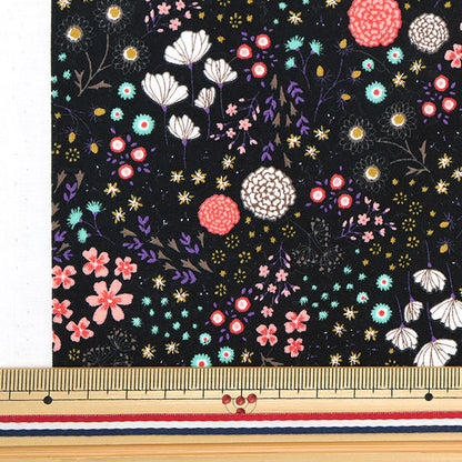 [From quantity 5] Fabric 『Scare PrintPrint flower pattern Dark navy SO-4000-2E]