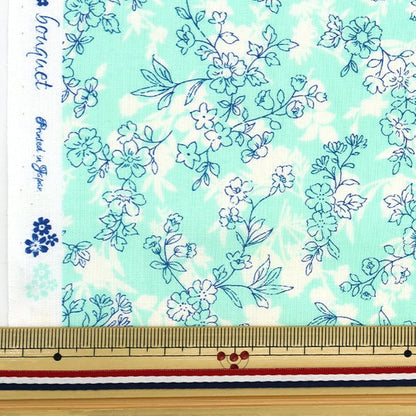 [From quantity 5] Fabric 『Scare PrintPrint floral pattern mint SO-4000-4D]