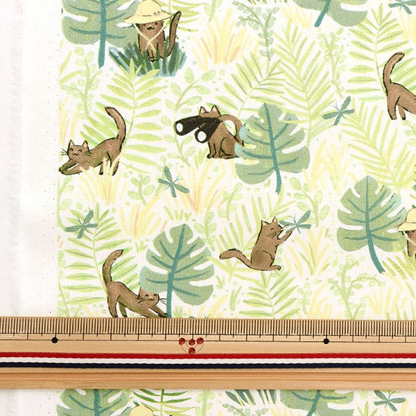 [From quantity 5] Fabric "USA Cotton Kitty Safari DCJ2145-WHITE"