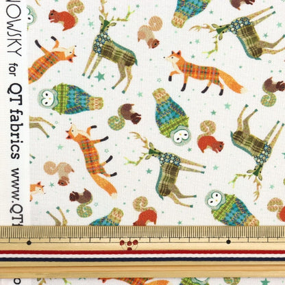 [From quantity 5] Fabric "USA cotton toss animal white 28947-K"