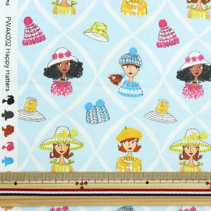 [From quantity 5] Fabric "USA Cotton Happy Hatters Blue Pwak002xblue"