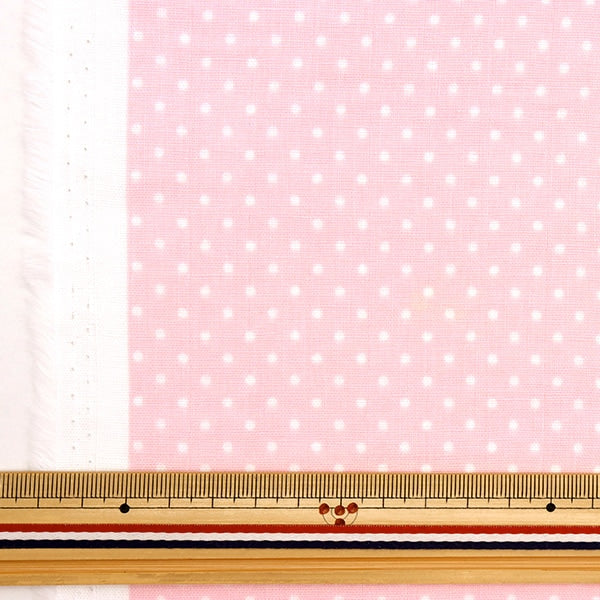 [From quantity 5] Fabric 『double gauze Polka dotsPattern pink x white 88182-1-3]