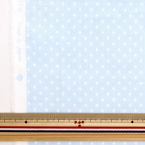 [From quantity 5] Fabric 『double gauze Polka dotsPattern Ao x Shiro 88182-1-4]