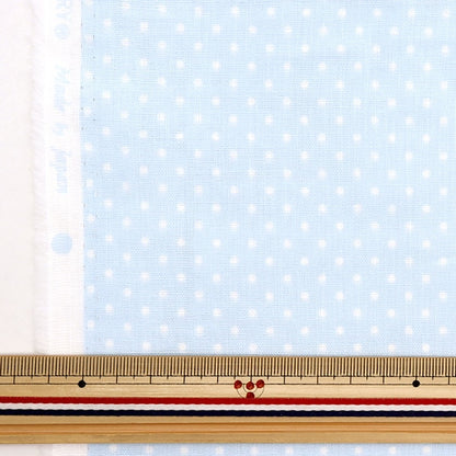 [From quantity 5] Fabric 『double gauze Polka dotsPattern Ao x Shiro 88182-1-4]