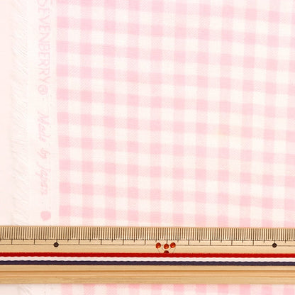 [From quantity 5] Fabric 『double gauze Check pink x Shiro 88182-3-1]