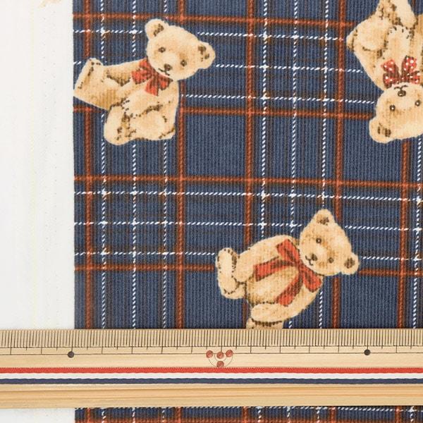 [From quantity 5] Fabric "Fine Call Classical Modern Bear Check Navy CMOF-56NV"