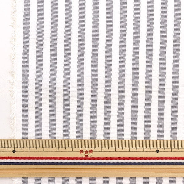 [From quantity 5] Fabric "T/C striped gray 53614-1-1 that is hard to wrinkle 53614-1-1"