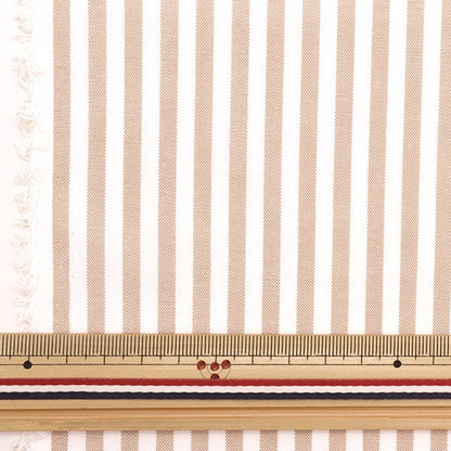 [From quantity 5] Fabric "T/C striped brown 53614-1-2 that is hard to wrinkle