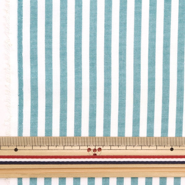 [From quantity 5] Fabric "T/C stripe turquoise 53614-1-6 that is hard to wrinkle"