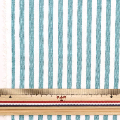 [From quantity 5] Fabric "T/C stripe turquoise 53614-1-6 that is hard to wrinkle"