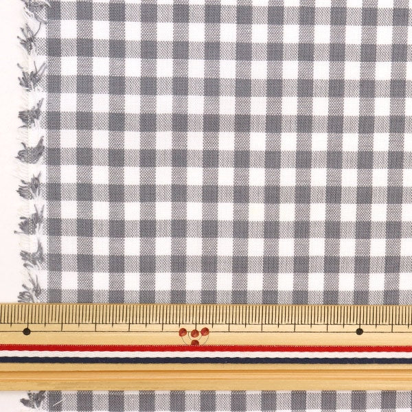 [From quantity 5] Fabric "T/C Gingham Gray 53614-2-1" which is hard to wrinkle